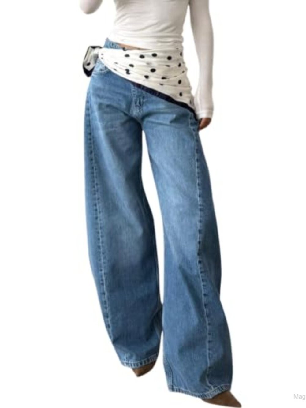 High Waisted Wide Leg Stretchy Baggy Denim Jeans for Women
